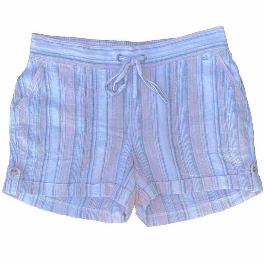 Calvin Klein Striped Linen‎ Blend Shorts​​​